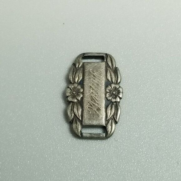 Vintage Wayne Sterling Silver Forget-Me-Not Bracelet Charm Slide Link Engraved - Picture 4 of 7